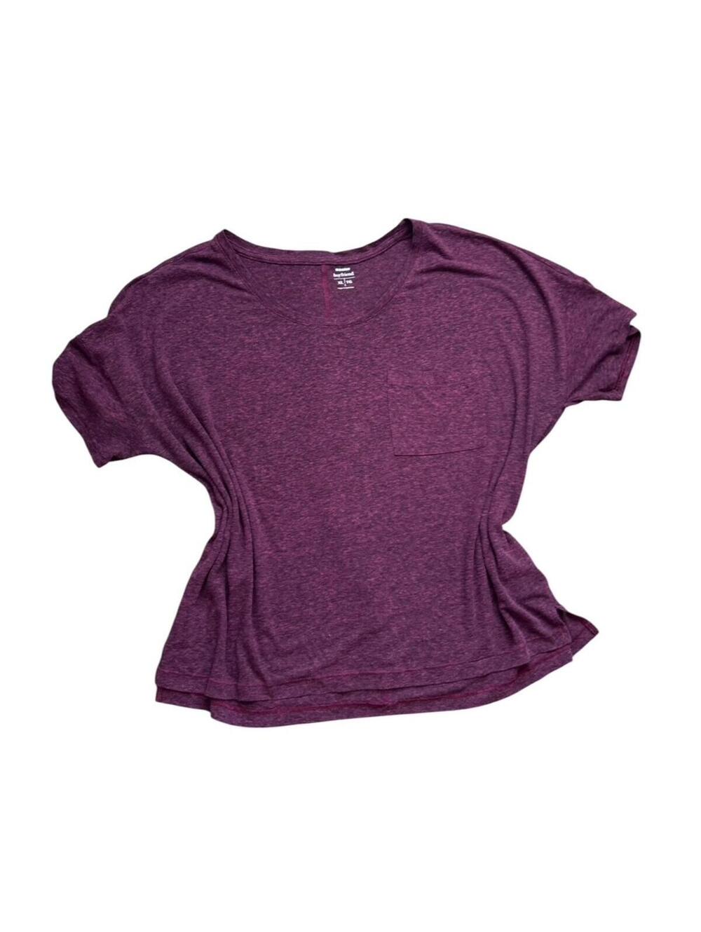Old Navy Boyfriend Tee Size XL Burnout Burgundy Oversize Pocket 2016